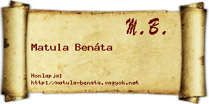 Matula Benáta névjegykártya